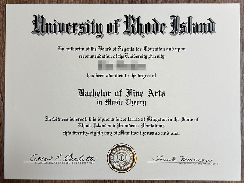 University of Rhode Island Degree Samples